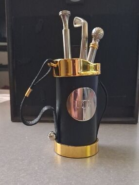 Things Remembered Black and Gold Mini Golf Bag Accent